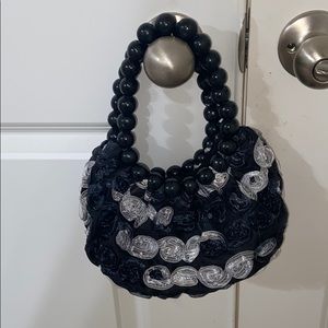 black and white mini purse